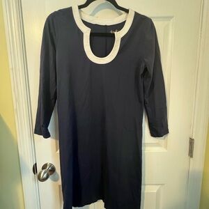 Lilly Pulitzer Marlina 3/4 Sleeve Dress with White Coastal Neckline in size S